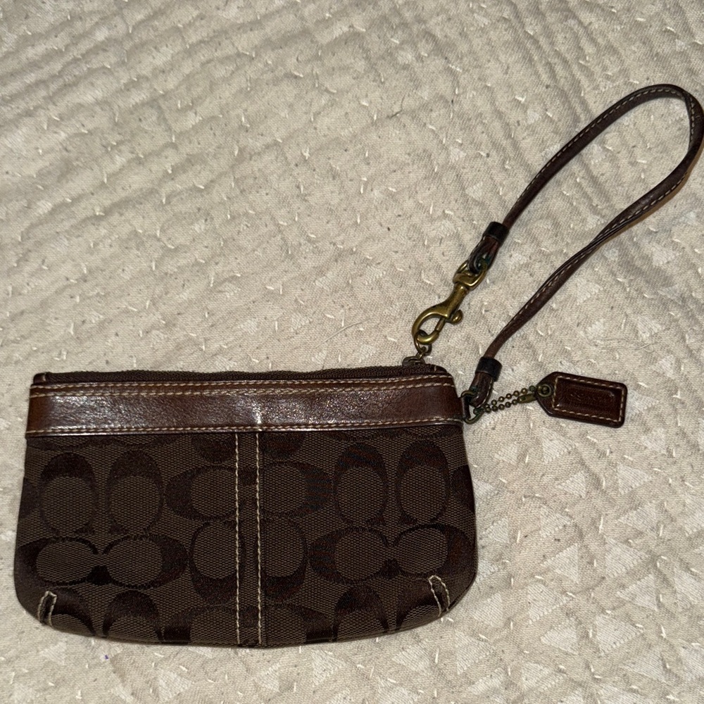 COACH - Brown Wristlet with Leather Trim